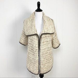 Loft Open Front  Oversized Tan Cardigan Wool Mohair Alpaca Blend